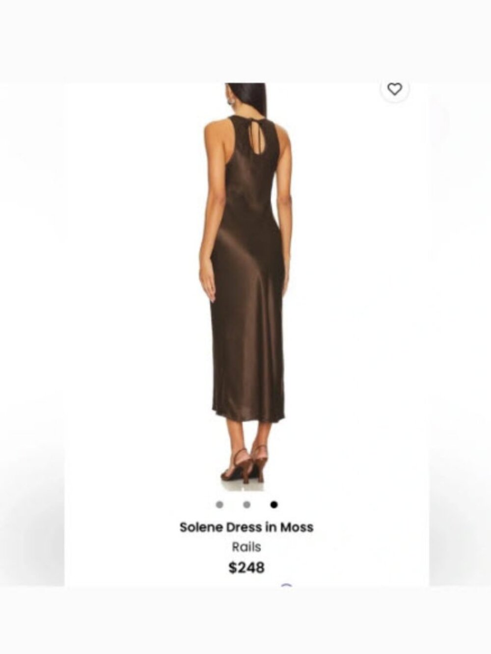 NWT Womens Rails Solene Moss Brown (Item- 67) Sleeveless Satin Midi Dress S - Picture 4 of 15